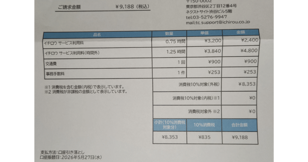 イチロウ請求書